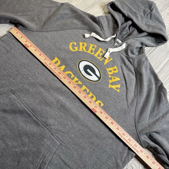 Green Bay Packers Fleece Hoodie Men’s XL Gray Spellout Logo NFL Team Apparel New - Picture 7 of 10